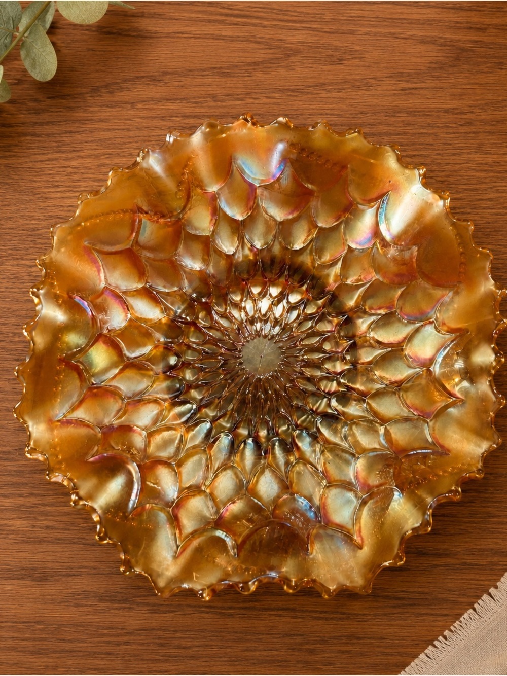 Antique Dugan Glass Gold Glass Decorative Bowl - 7 inches